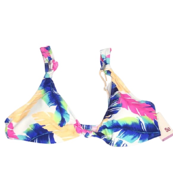 SO Juniors Bikini Bralette Swim Beach Cruise Blue Palm Tree Sizes S M - Picture 3 of 6